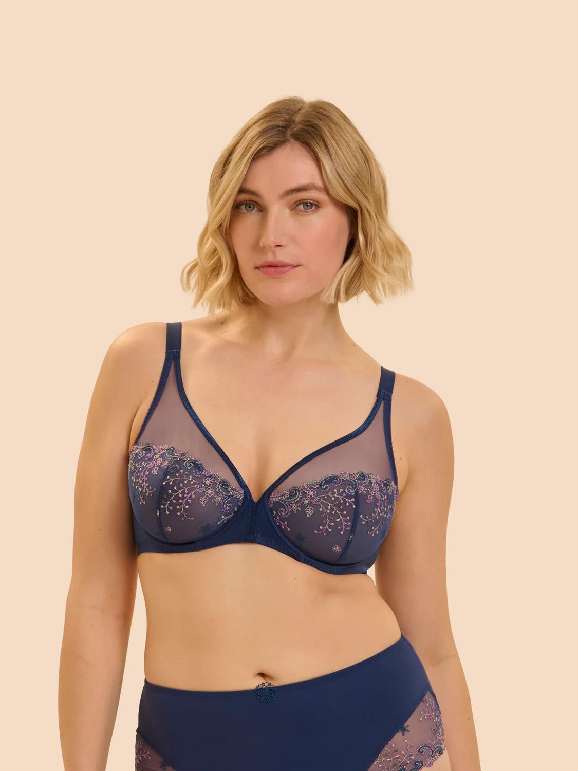 Delice Plunge Rainbow Blue Bra