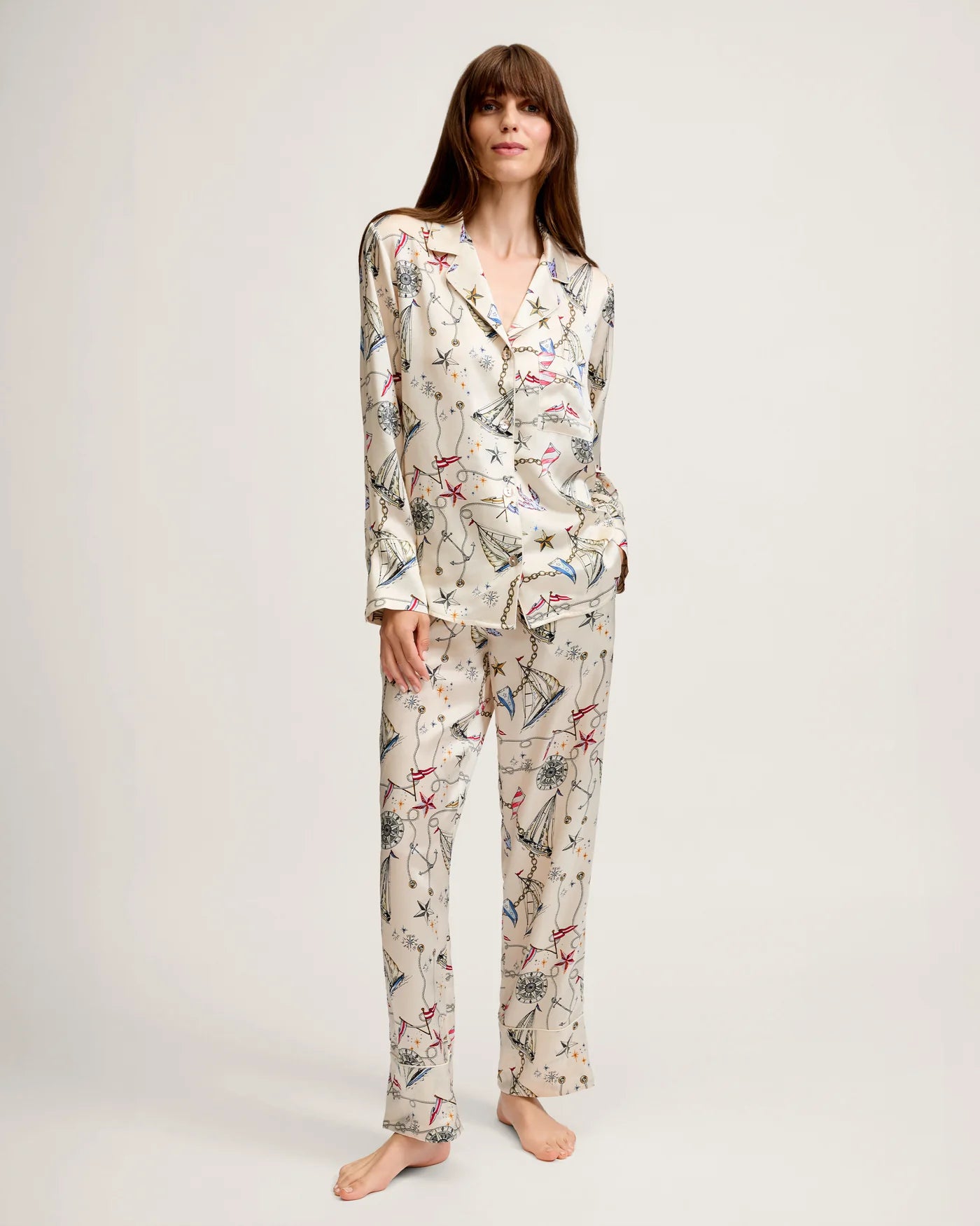 Silk Pajama Set in Regatta Royale