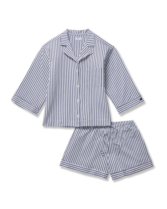 Olivia Pima Short Set in Navy French Ticking