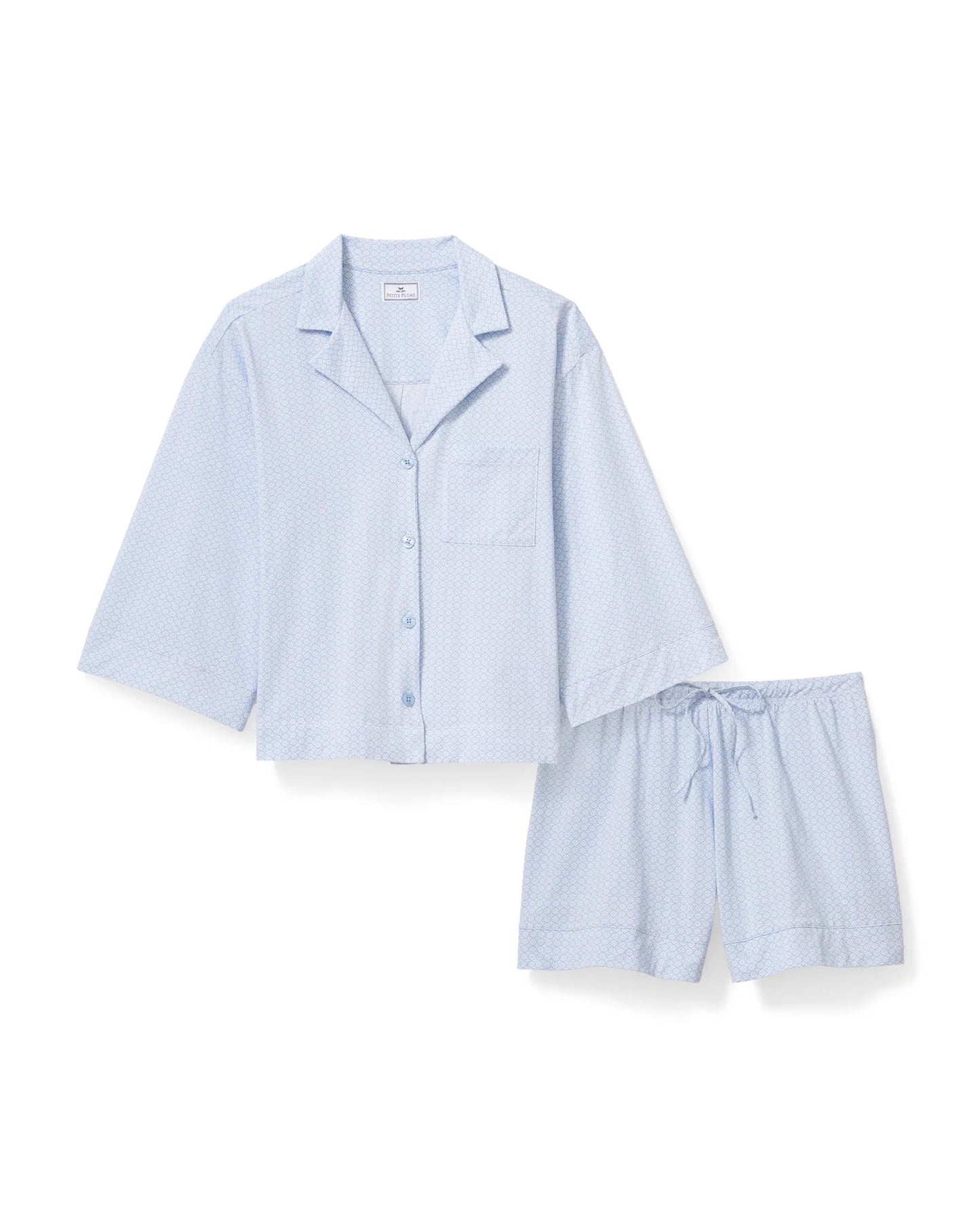 Olivia Lightweight Pima Short Set in Periwinkle Geo