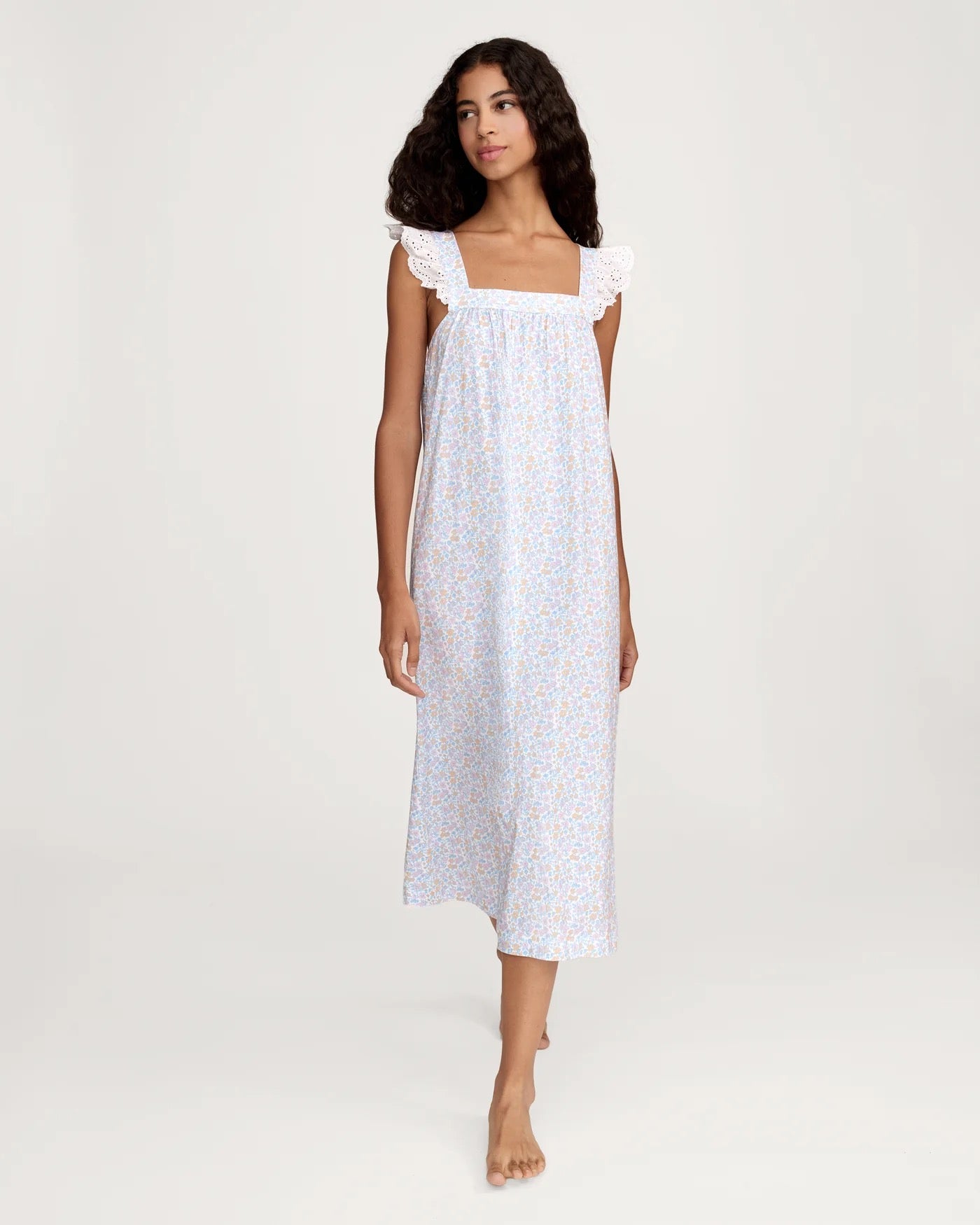 Women's Lightweight Pima Clara Nightgown in Fleur Blanche